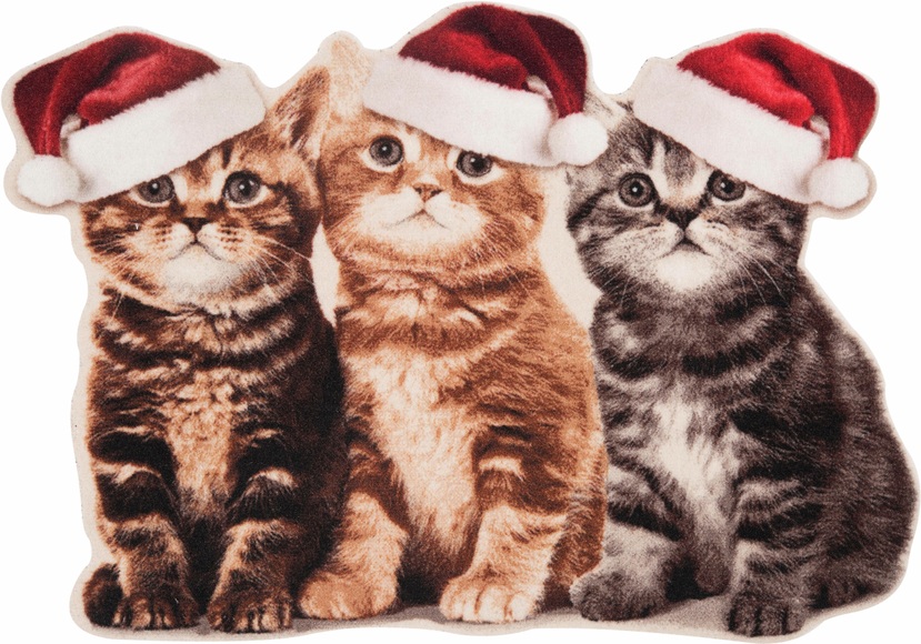 Fussmatte, »Weihnachtskatzen«, Hanse Home, rechteckig, Höhe 7 mm, maschinell getuftet