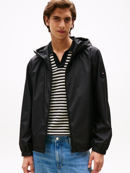 Tommy Hilfiger Blouson »RWB HOODED JACKET«, mit Kapuze, Freizeitjacke, Übergangsjacke elastische Bündchen, wasserabweisend