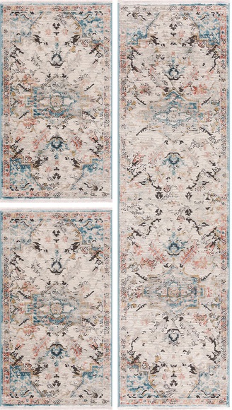 Carpet City Bettumrandung »Novel 8627«, (3 tlg.), mit Fransen, Wohnzimmer, Bettvorleger, Läufer-Set für das Schlafzimmer