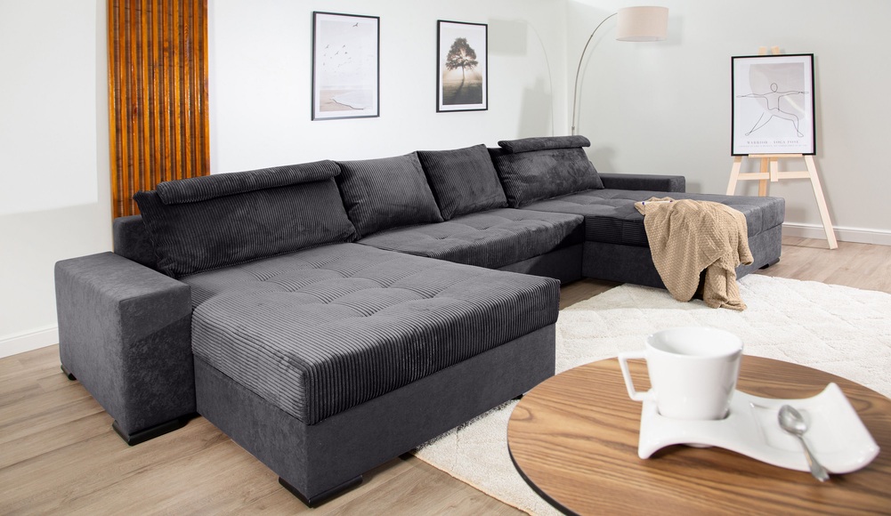 COLLECTION AB Wohnlandschaft »XXXL-Josy Relax U-Form Breite 352 cm, mit 2 gleich grossen Recamieren«, inkl. Bettfunktion, Bettkasten, mit 4 Rückenkissen in zwei Grössen