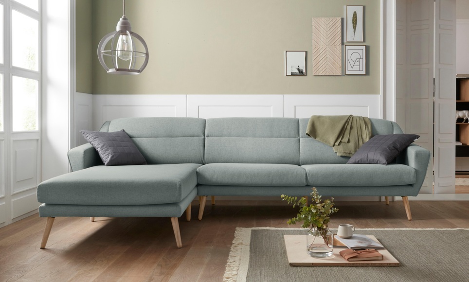 andas Ecksofa »Bille«, mit Naht im Rückenkissen und Beinen aus Eichenholz, Design by Morten Georgsen