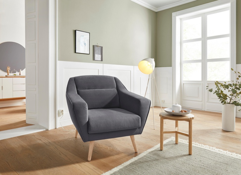 andas Sessel »Bille«, mit Naht im Rückenkissen und Eiche-Beinen, Design by Morten Georgsen