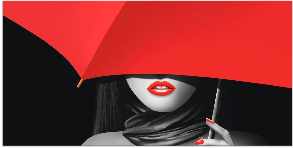 Artland Wandbild »Rote Lippen unter dem Regenschirm«