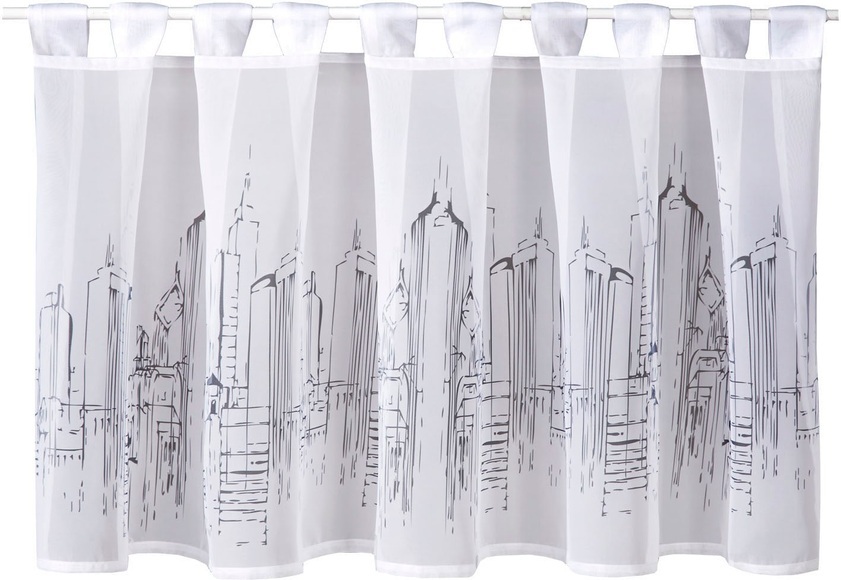 Scheibengardinen Bistro bedruckt Skyline