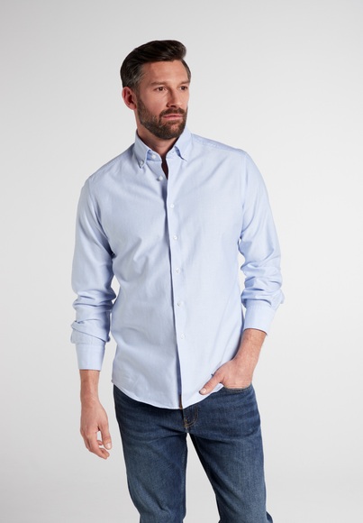 ETERNA LANGARM HEMD MODERN FIT UPCYCLING SHIRT OXFORD HELLBLAU