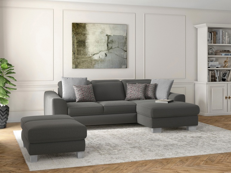 sit&more Ecksofa »Durness«, mit Federkern und hochwertigen Edelstahlfüssen, wahlweise mit Kopfteilverstellung, Bettfunktion und Bettkasten oder mit Bettfunktion und Bettkasten