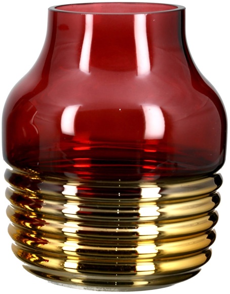Casablanca by Gilde Tischvase »Noble«, (1 St.), rot, Glas, goldfarben Farbverlauf, Rillenstruktur
