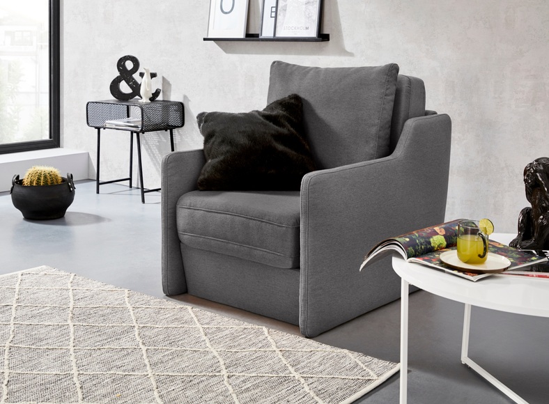 INOSIGN Sessel »Tiny Alpha Sessel«, Sessel mit integriertem Hocker, der bei Bedarf extra gestellt werden kann