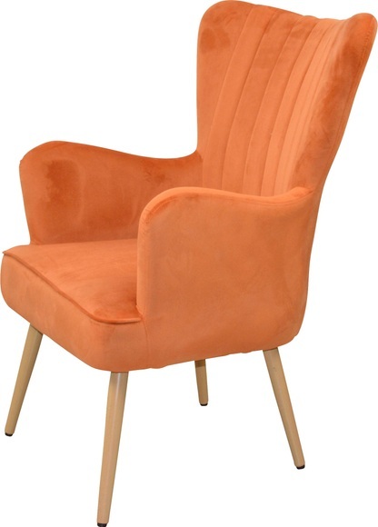 Home affaire Sessel, Polstersessel mit Beinen aus Stahlrohr, holzfarben natur lackiert, komplett schaumstoffgepolstert, Bezug Soft-Samtvelour