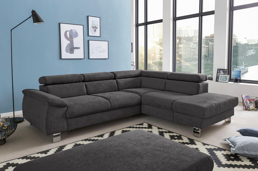 COTTA Ecksofa »Komaris«, inklusive Kopf- bzw. Rückenverstellung, wahlweise Bettfunktion, Bettkasten und RGB-LED-Beleuchtung