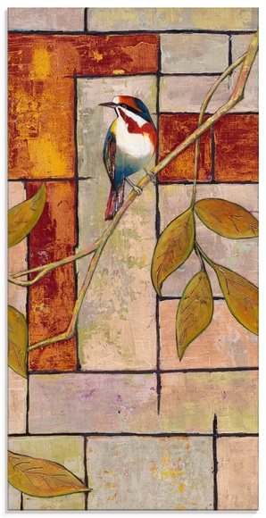 Artland Glasbild »Vogel auf einem Ast II«