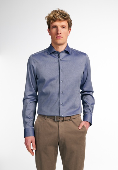 ETERNA LANGARM HEMD SLIM FIT PERFORMANCE SHIRT STRETCH MARINEBLAU