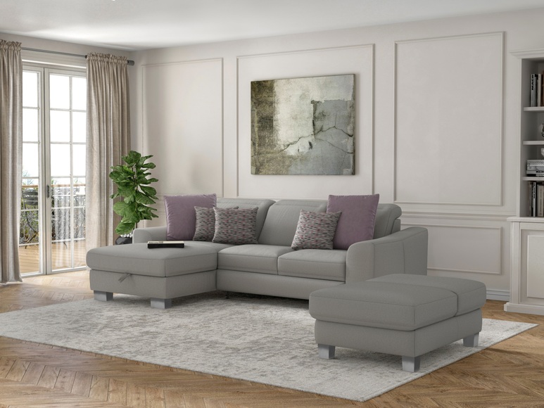 sit&more Ecksofa »Durness«, mit Federkern und hochwertigen Edelstahlfüssen, wahlweise mit Kopfteilverstellung, Bettfunktion und Bettkasten oder mit Bettfunktion und Bettkasten