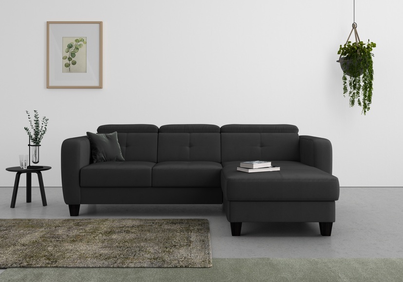 sit&more Ecksofa »Bellucci«, inklusive Kopfteilverstellung und Federkern, wahlweise mit Bettfunktion und Bettkasten