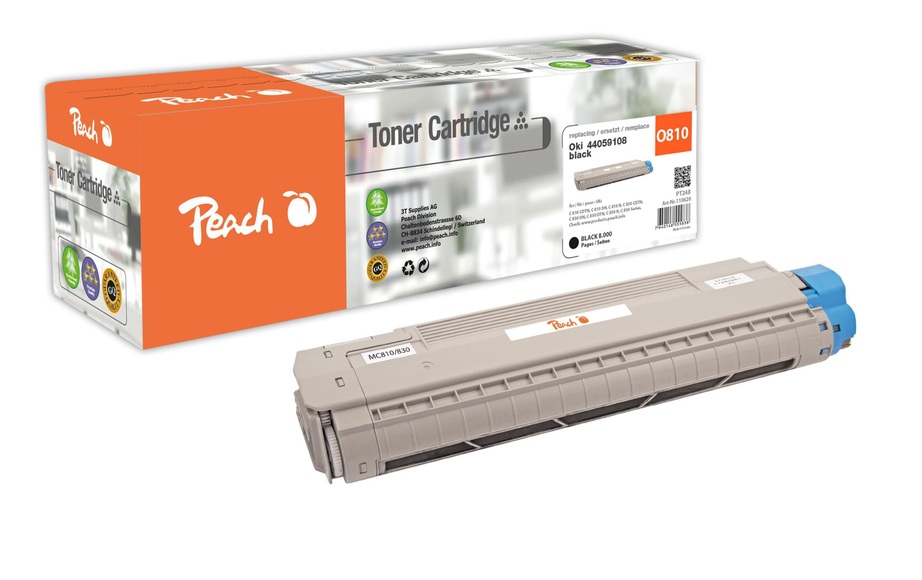 Peach Tonermodul schwarz kompatibel zu OKI 44059108
