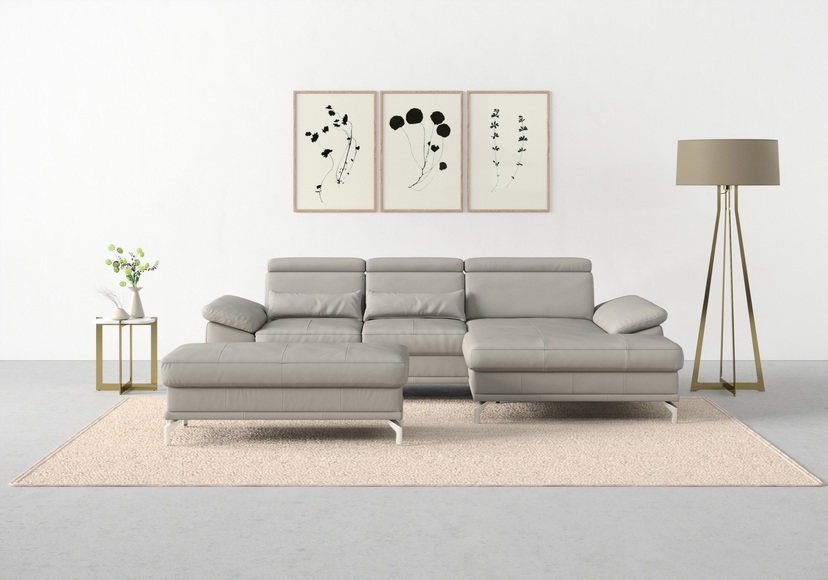 sit&more Ecksofa »Cabrio«, mit Sitztiefen- und Armteilverstellung sowie Federkern, 2 Nierenkissen
