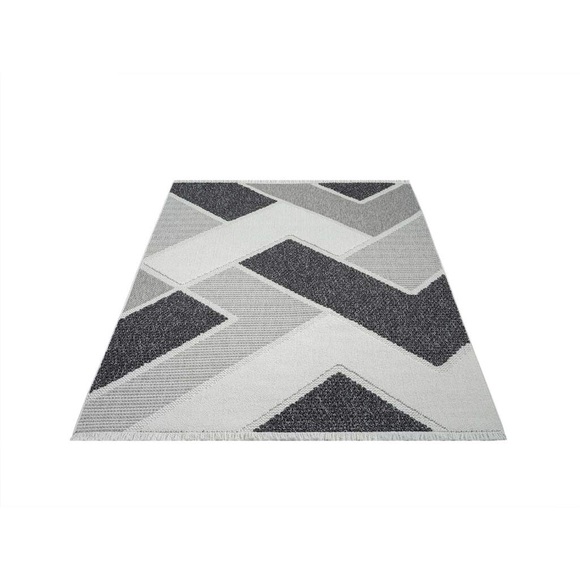 Carpet City Teppich »LINDO 8877«, rechteckig, Kurzflor, Hochtief-Muster/ 3D-Effekt, Fransen, Boho-Stil, Wohnzimmer