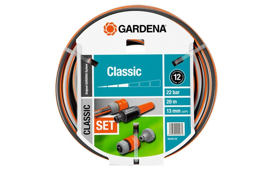 Gardena 18008-20 Classic - Schlauch mit Systemteile (Grau/Blau)