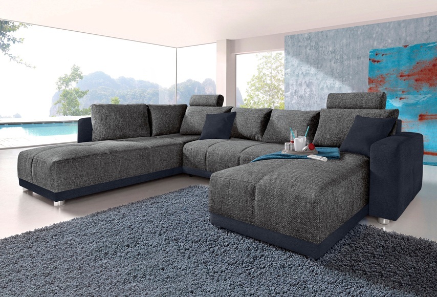 Places of Style Wohnlandschaft, mit Federkern, Bettfunktion und Bettkasten, inklusive 2 Kopfstützen, frei im Raum stellbar