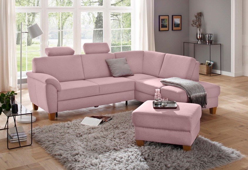 Home affaire Ecksofa »Alta«, mit Federkern und Kontrastnaht, Füsse Buche eichefarben