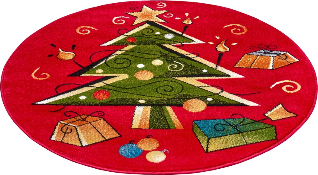 HANSE Home Teppich »Christmas Tree«, rund, 9 mm Höhe, Weicher Flor, Farbenfrohes Design, Kinderzimmer, Spielunterlage, Festlich, strapazierfähig, pflegeleicht