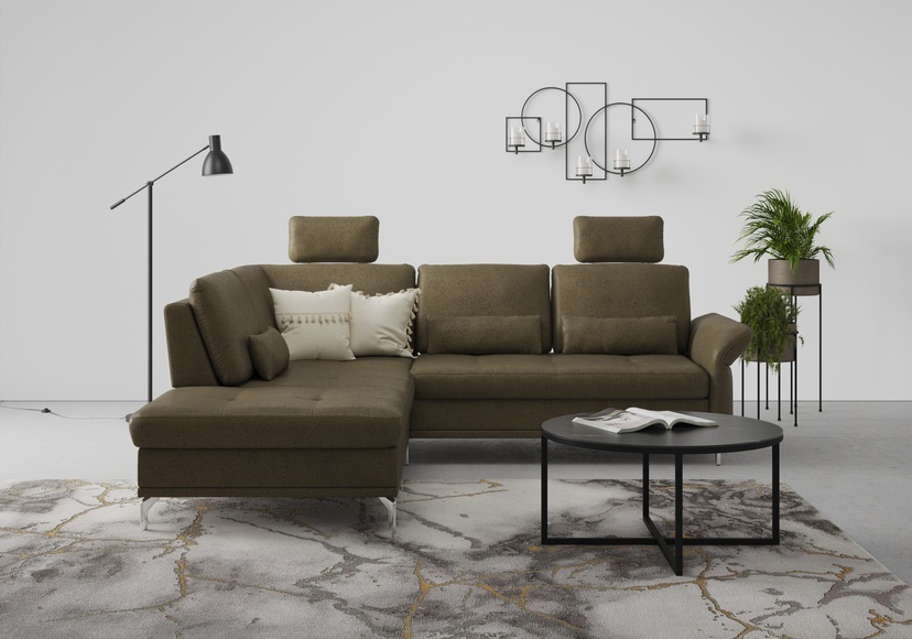 INOSIGN Ecksofa »Palm Beach«, Federkern, mit Sitztiefenverstellung, wahlweise mit Bettfunktion, Bettkasten und Armteilverstellung