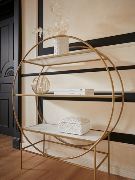 Guido Maria Kretschmer Home&Living Standregal »Shinely«, Gestell aus Metall, Ablageflächen aus Glas
