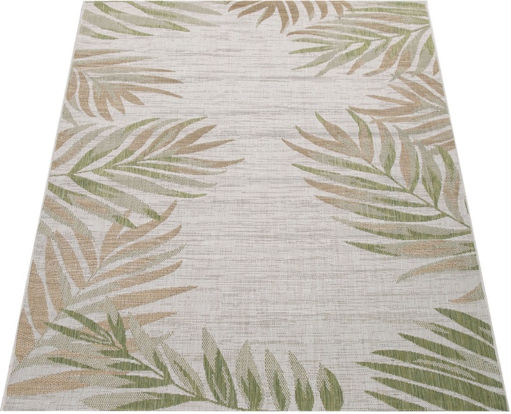 Paco Home Teppich »Kuba 127«, rechteckig, 4 mm Höhe, Flachgewebe, Motiv Blätter, In- und Outdoor geeignet, Wohnzimmer