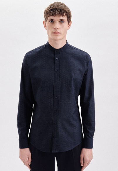 Business Hemd Slim Fit Langarm Punkte Herren Dunkelblau 43