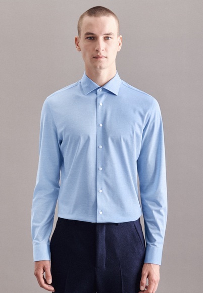 Performancehemd Shaped Fit Langarm Uni Herren Hellblau 37