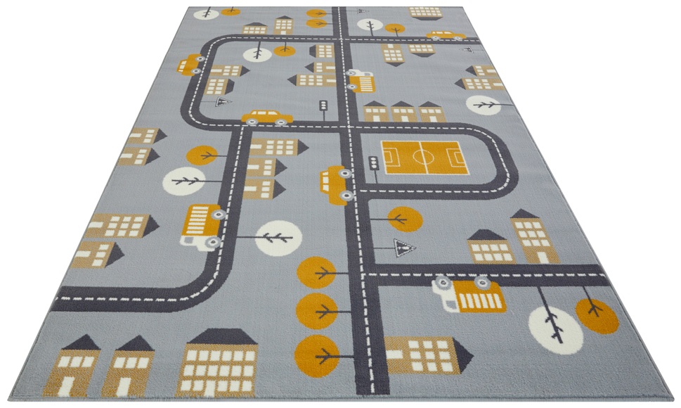 HANSE Home Teppich »Town«, rechteckig, 0,9 mm Höhe, Weicher Flor, Schaldämmende Spielunterlage, Kinderzimmer, Strassen Design, Kurzflor, Robust, pflegeleicht