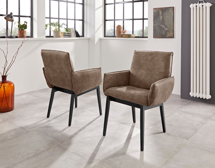 Premium collection by Home affaire Armlehnstuhl »Model 6«, (Set), 2 St., Microfaser, Bezug in Microfaser oder Leder und das Gestell ist Buche Massivholz in schwarz lackiert