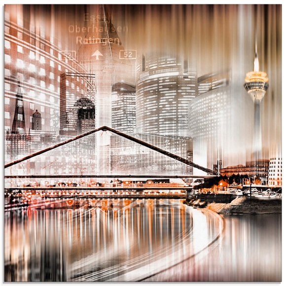 Artland Glasbild »Düsseldorf Collage Skyline 14«