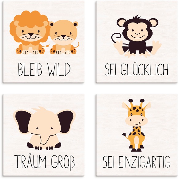 Lüttenhütt Leinwandbild »Tiere«, Tiere, (Set, 4 St., 4 Teile), 4er Set in verschiedenen Grössen