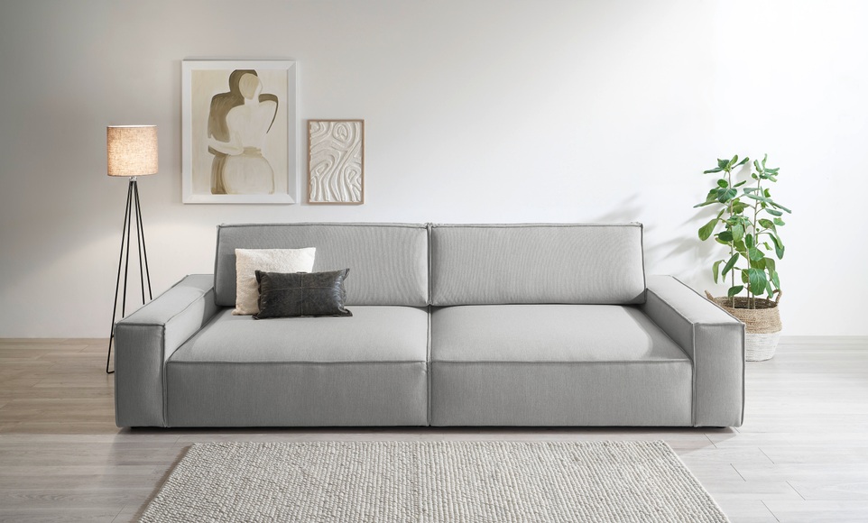 Home affaire Big-Sofa »NEU: SHERWOOD XXL, Big-Sofa (316cm), extra tiefe Sitzfläche 95 cm« bequemer Sitzkomfort, Cord u. Leinenoptik, Kedernaht