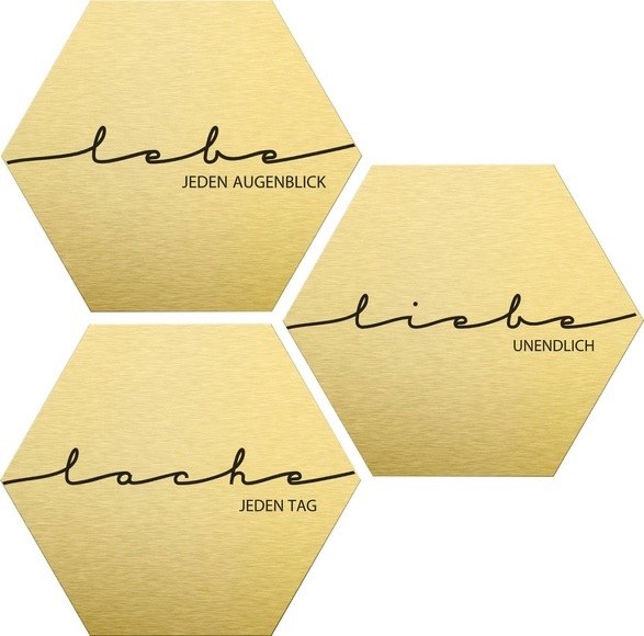 Alu-Dibond-Druck »Lebe, Lache, Liebe« (Set)