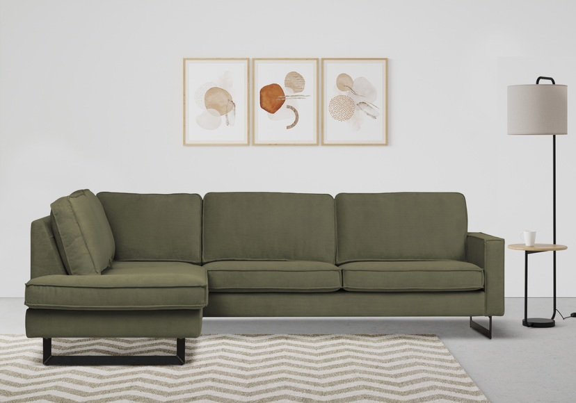 Places of Style Ecksofa »Pinto«, mit Keder und Metallfüssen