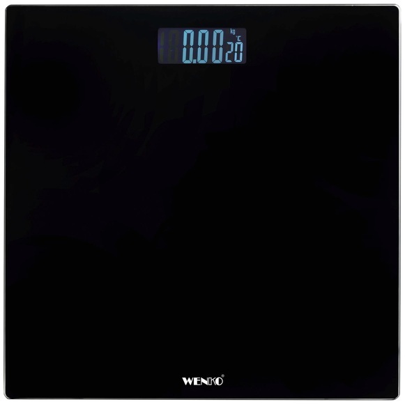 Wenko - Personenwaage LCD Schwarz, digitale Körperwaage mit LCD-Display