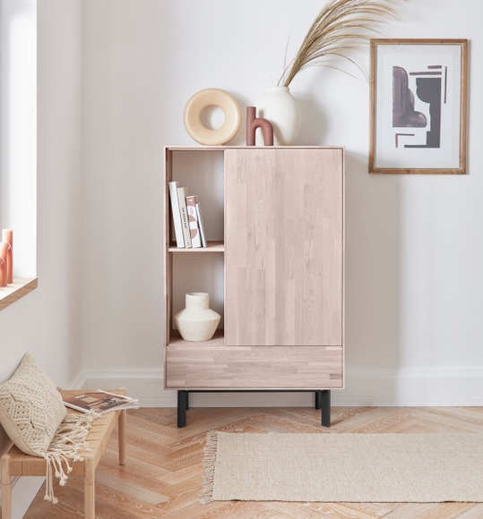 andas Highboard »Viby«, aus massivem Eichenholz, Breite 85 cm