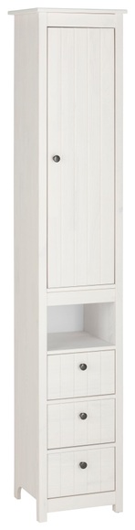 Home affaire Hochschrank »Westa«, Breite 34 cm, Badezimmerschrank aus Massivholz, Kiefernholz, Metallgriffe, 1 Tür und 3 Schubkästen