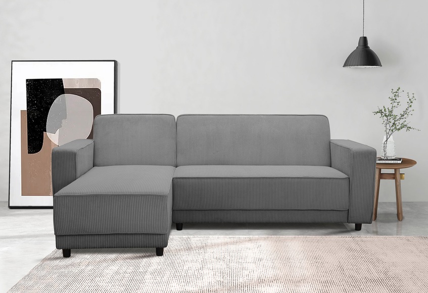 Dorel Home Ecksofa »Allie Schlafsofa 230 cm mit Relaxfunktion in der Rückenlehne«, Schlaffunktion (108/194,5cm), trendiger Cord o. pflegeleichter Velours