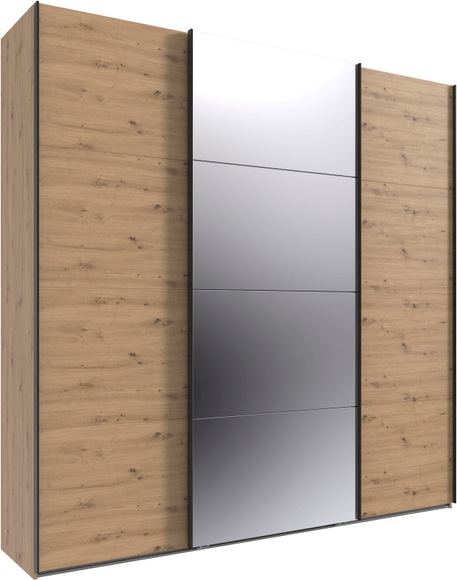 Wimex Kleiderschrank »Mugano, Made in Germany, Lieferung bis in Deine Etage und Stellort«, (wähle Deine Ausstattung: Basic oder Premium!), 3 Schwebetüren, grosse Grössen, mit oder ohne Spiegel, Metallgriffe