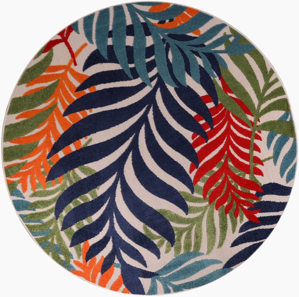 Sanat Teppich »Floral«, rund, 6 mm Höhe, In- und Outdoor geeignet, florales Design, Balkon, Terasse