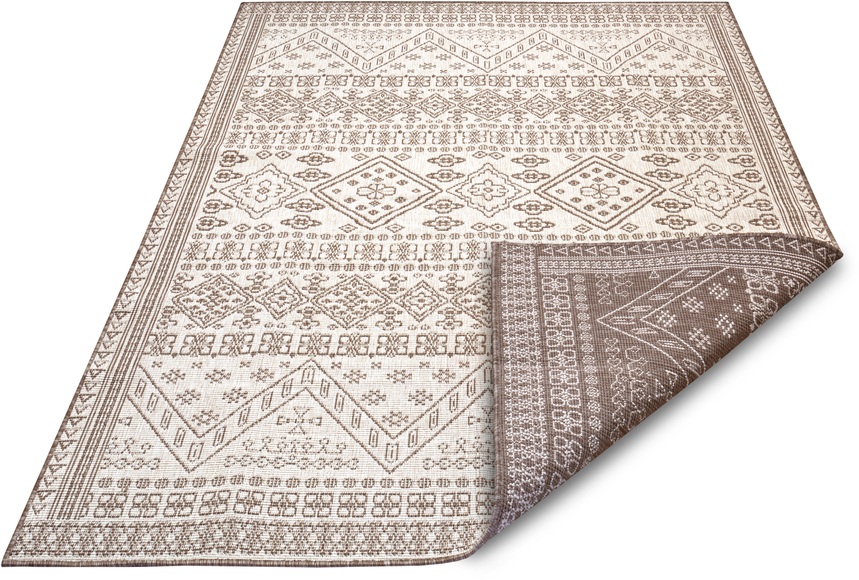 NORTHRUGS Teppich »Doha«, rechteckig, 5 mm Höhe, In- und Outdoor Teppich, Wendbar, gekettelt, strapazierfähig, pflegeleicht, Wohnzimmer, Balkon, Garten, in der EU Hergestellt