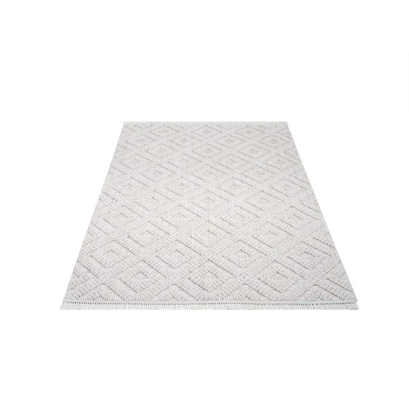 Carpet City Teppich »CLASICO 8927«, rechteckig, Kurzflor, Hochtief-Muster/ 3D-Effekt Rauten, Fransen, Wohnzimmer