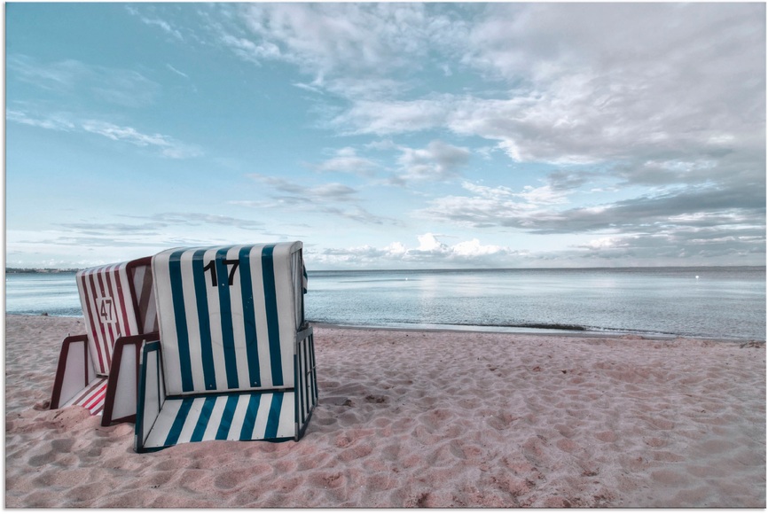 Artland Wandbild »Einsame Strandkörbe am Ostseestrand«