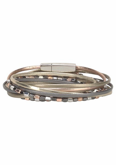 J.Jayz Wickelarmband »mehrreihig, Metallic Optik, Metallelemente«