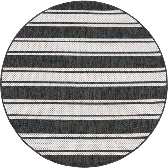 Paco Home Teppich »Roma 273«, rund, Flachgewebe, gestreift, In- und Outdoor geeignet