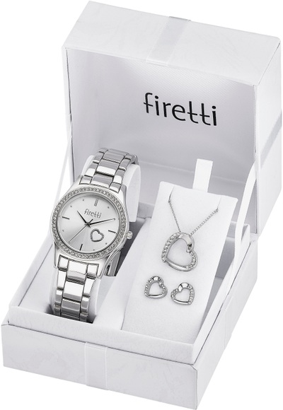 Firetti Quarzuhr (Set, 5 tlg., mit Anhänger, Kette und 1 Paar Ohrsteckern)
