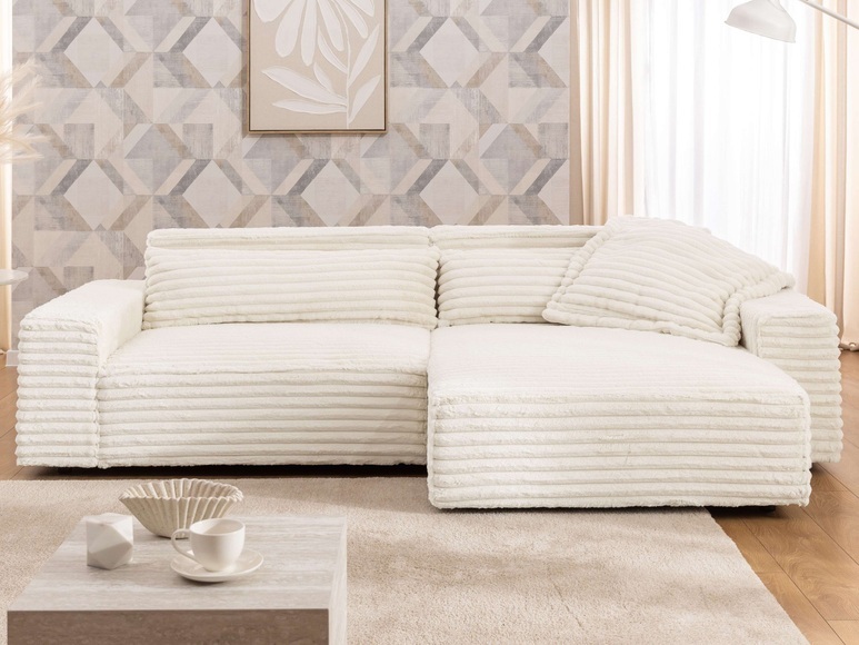 GOODproduct Ecksofa »KINLEE Design-Sofa mit Recamiere rechts/links, Masse B/T/H 251/144/70cm« L-Form mit Wellenunterfederung, ohne Bettfunktion, modern und beguem